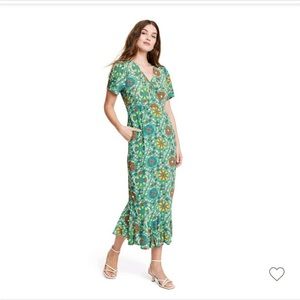 Rhode x Target Zinnia Floral Print Green Midi Dress